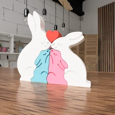 Mô hình trang trí gia đình thỏ Bunny Family 4 mảnh in 3D đẹp mắt