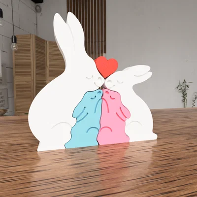 Mô hình trang trí gia đình thỏ Bunny Family 4 mảnh in 3D đẹp mắt