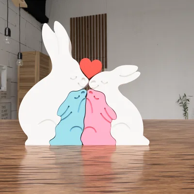 Mô hình trang trí gia đình thỏ Bunny Family 4 mảnh in 3D đẹp mắt
