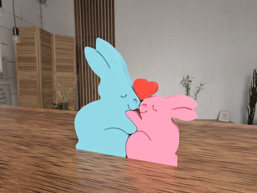 Mô hình 3D cặp đôi thỏ yêu thương - Bunny Family Decoration - Image 1