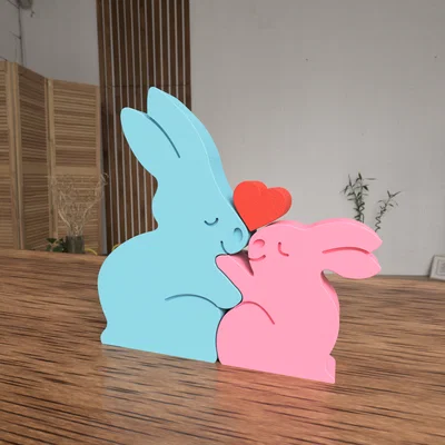 Mô hình 3D cặp đôi thỏ yêu thương - Bunny Family Decoration