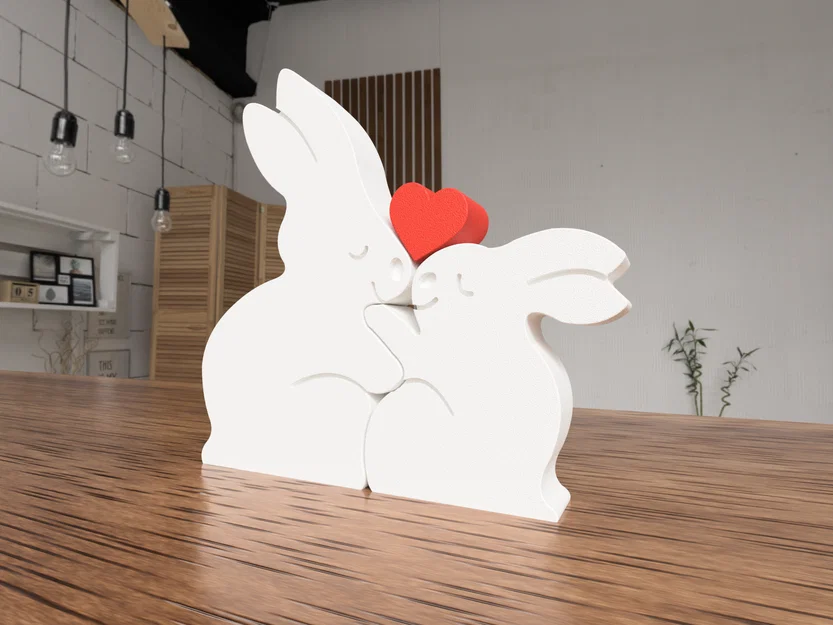 Mô hình 3D cặp đôi thỏ yêu thương - Bunny Family Decoration - Image 2