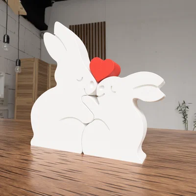 Mô hình 3D cặp đôi thỏ yêu thương - Bunny Family Decoration