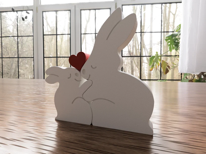 Mô hình 3D cặp đôi thỏ yêu thương - Bunny Family Decoration - Image 3