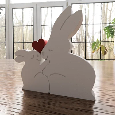 Mô hình 3D cặp đôi thỏ yêu thương - Bunny Family Decoration