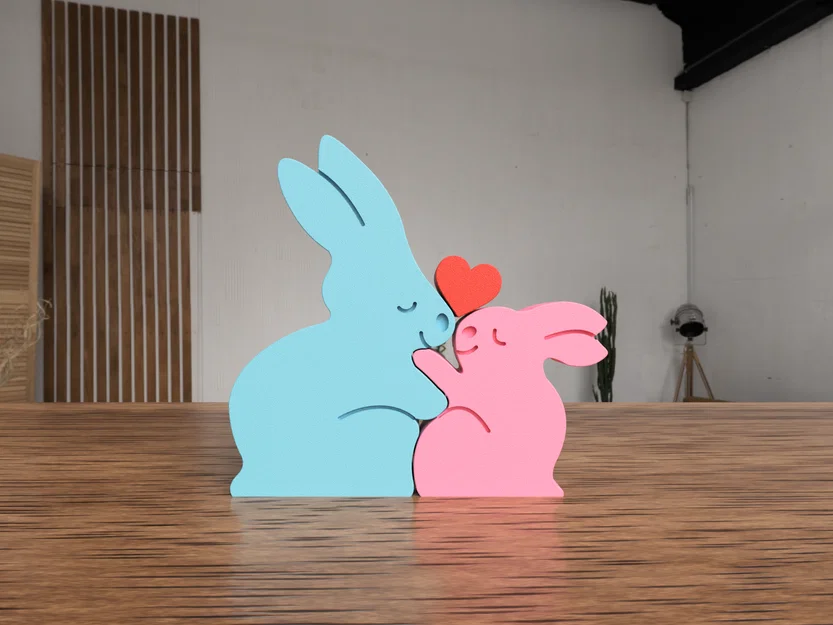 Mô hình 3D cặp đôi thỏ yêu thương - Bunny Family Decoration - Image 4
