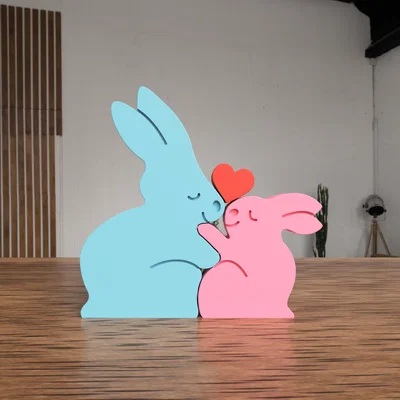 Mô hình 3D cặp đôi thỏ yêu thương - Bunny Family Decoration