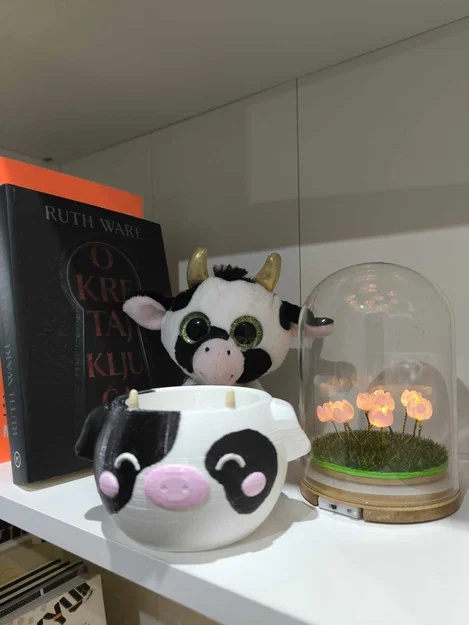 Mẫu in 3D chậu cây hình chú bò đáng yêu (Cow Plant Pot) - Image 1