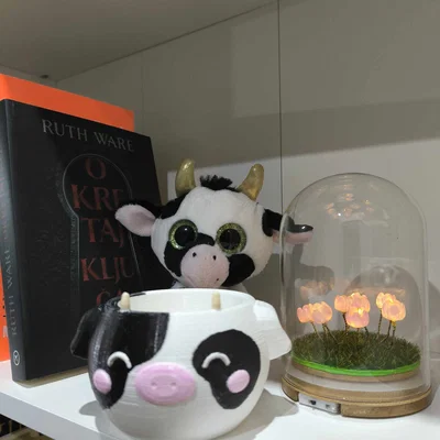 Mẫu in 3D chậu cây hình chú bò đáng yêu (Cow Plant Pot)