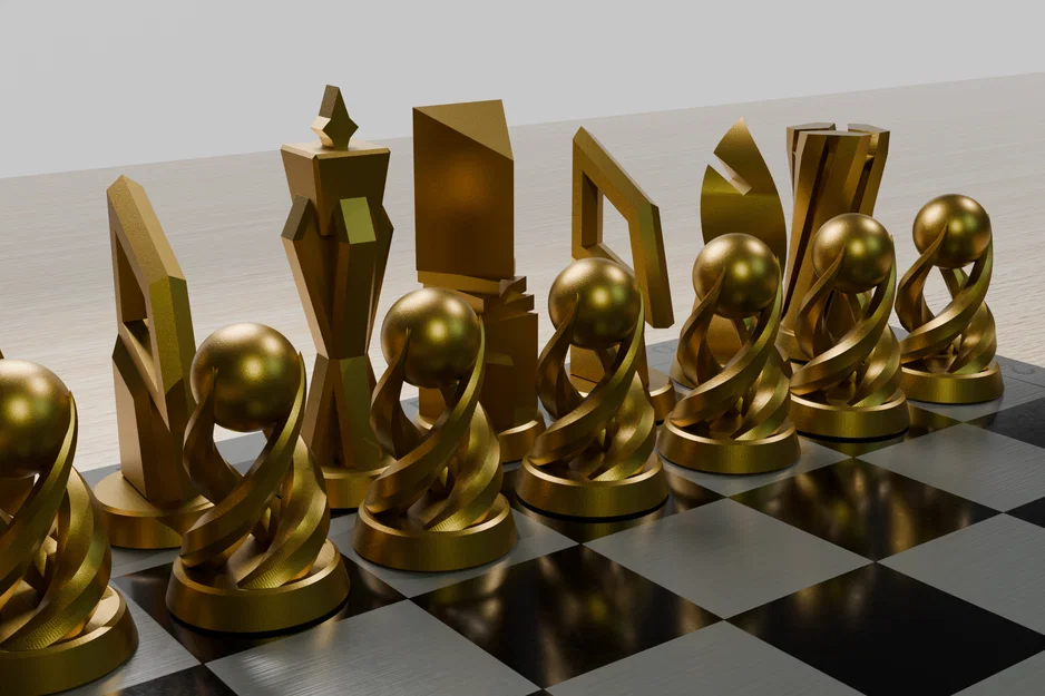 Bộ cờ vua thiết kế đương đại: Mô hình 3D độc đáo - Image 1