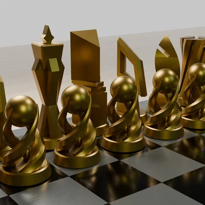 Bộ cờ vua thiết kế đương đại: Mô hình 3D độc đáo