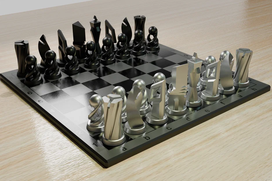 Bộ cờ vua thiết kế đương đại: Mô hình 3D độc đáo - Image 2