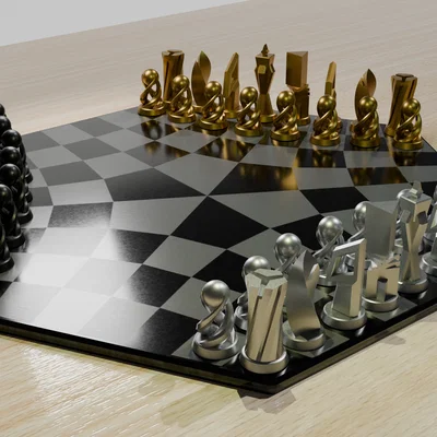 Bộ cờ vua thiết kế đương đại: Mô hình 3D độc đáo