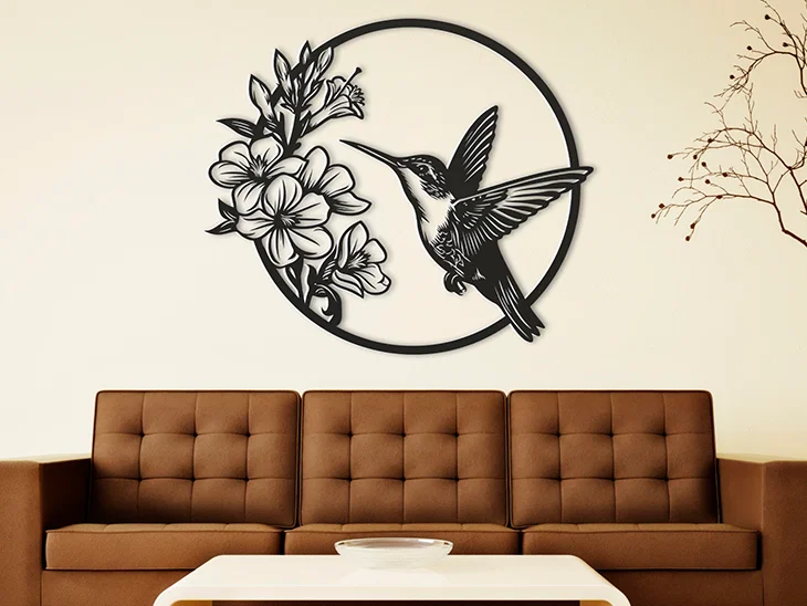 Mẫu tranh treo tường 3D Hummingbird chim ruồi và hoa tinh tế - Image 1