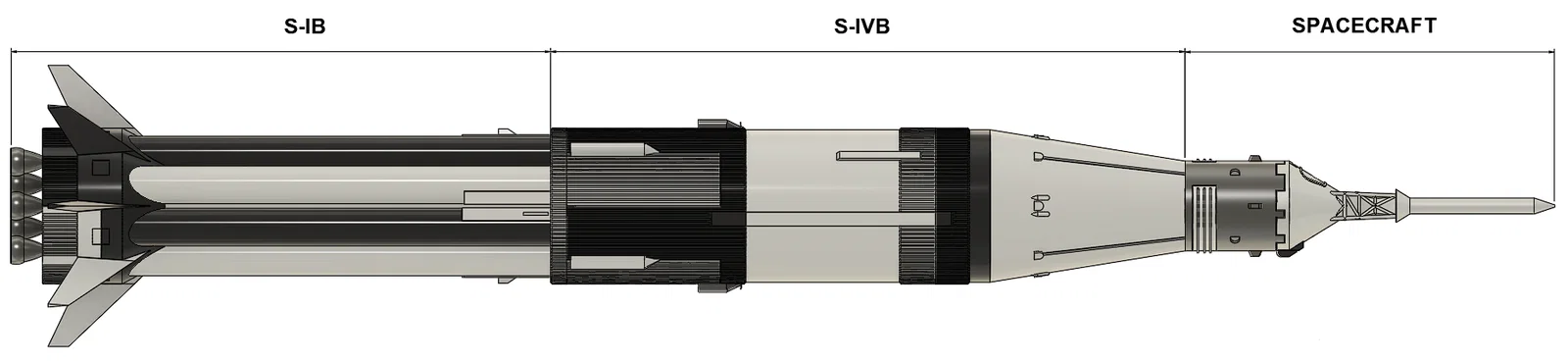 Mô hình tên lửa SATURN 1B (tỉ lệ 1:200) – File in 3D - Image 2