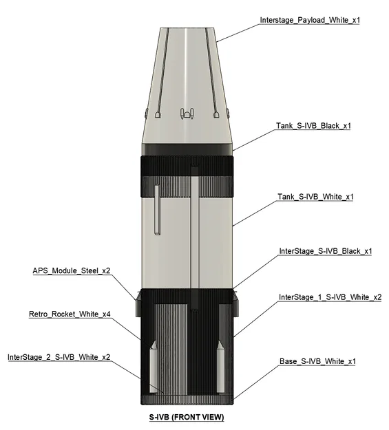 Mô hình tên lửa SATURN 1B (tỉ lệ 1:200) – File in 3D - Image 4