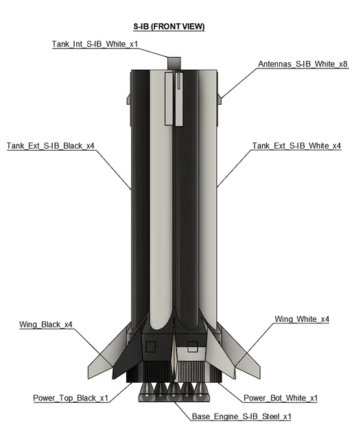 Mô hình tên lửa SATURN 1B (tỉ lệ 1:200) – File in 3D - Image 5