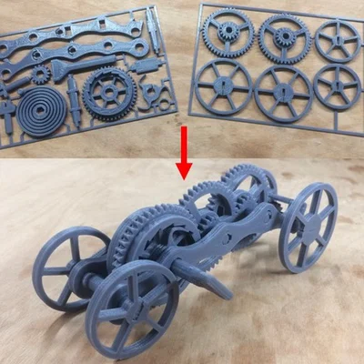 Mô hình xe đua dây cót (Wind-up RaceCar) tự lắp ráp bằng in 3D
