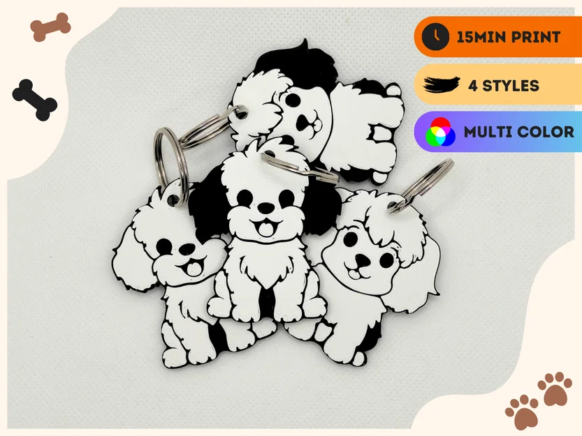 Bộ móc khóa cún cute – in 15 phút (4 phiên bản) - Image 1