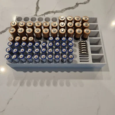 Khay đựng pin đa năng 3D - Sắp xếp pin AA, AAA, 9V, CR2032 gọn gàng