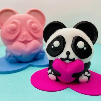 Mô hình gấu trúc Panda ôm trái tim 3D cực dễ thương