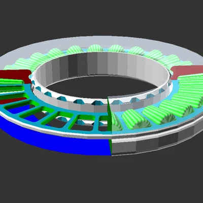 Vòng bi xoay Lazy Susan (Axial Roller Bearing) in 3D