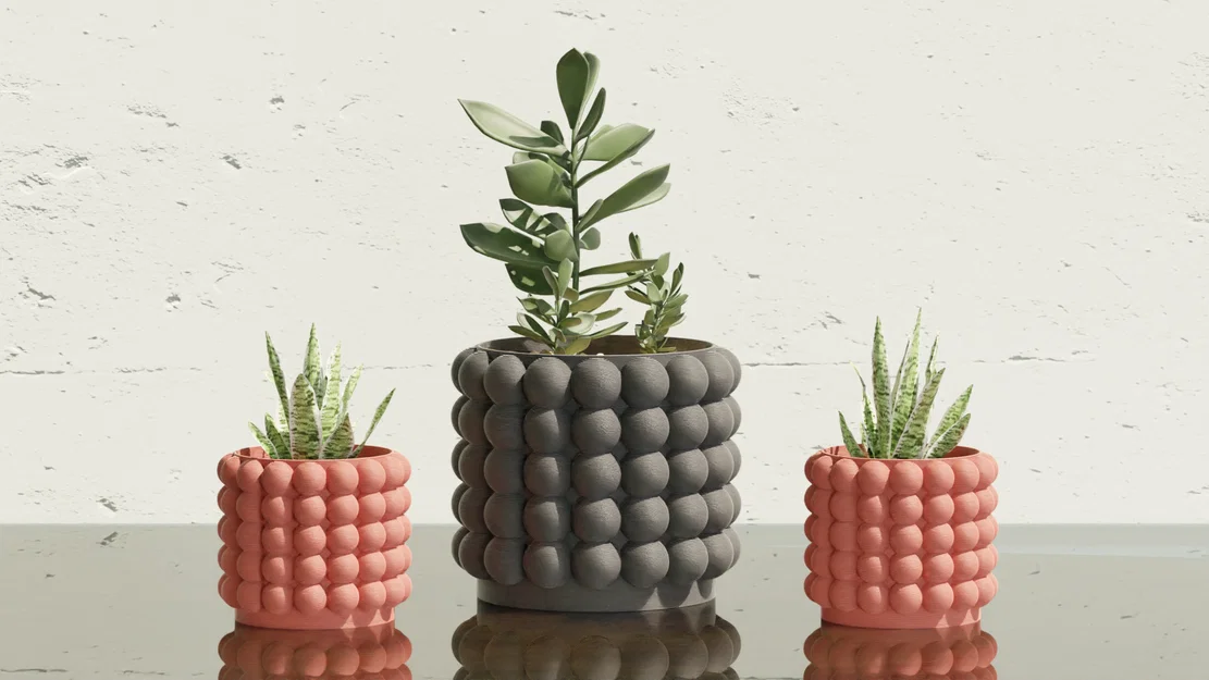 Chậu Cây Họa Tiết Bong Bóng Độc Đáo - Plant Pot with Bubbles - Image 1