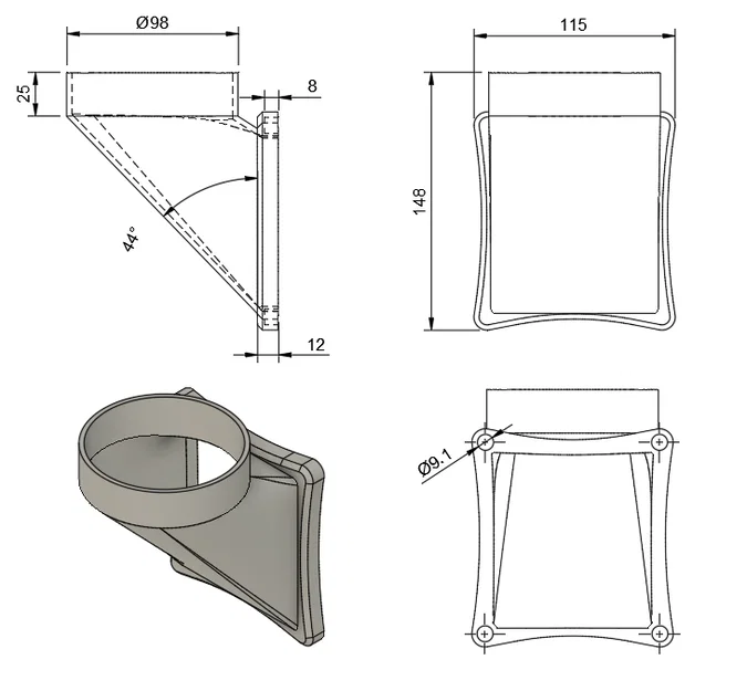 Adapter ống thoát khí cho Bambu Lab X1 (Bambu Lab X1 Exhaust Vent Adapter) - Image 2