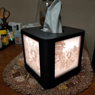Nắp Hộp Khăn Giấy Lithophane kiêm Đèn Ngủ