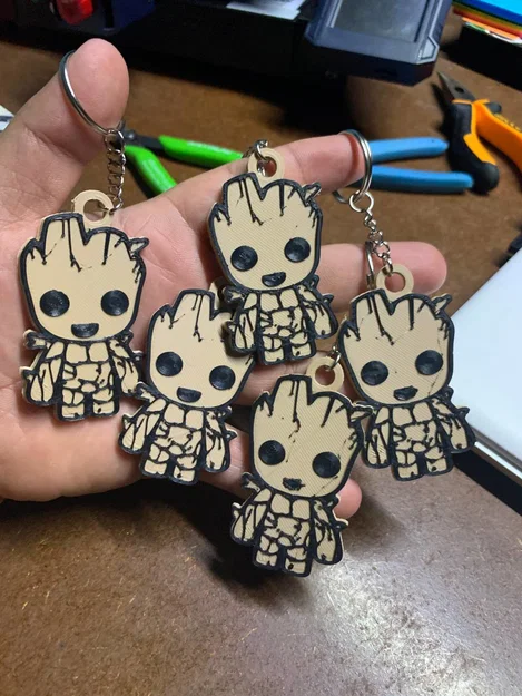 Móc khóa Baby Groot 3D tối giản: File in nhanh, cực đẹp - Image 1