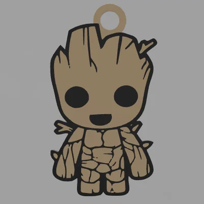 Móc khóa Baby Groot 3D tối giản: File in nhanh, cực đẹp