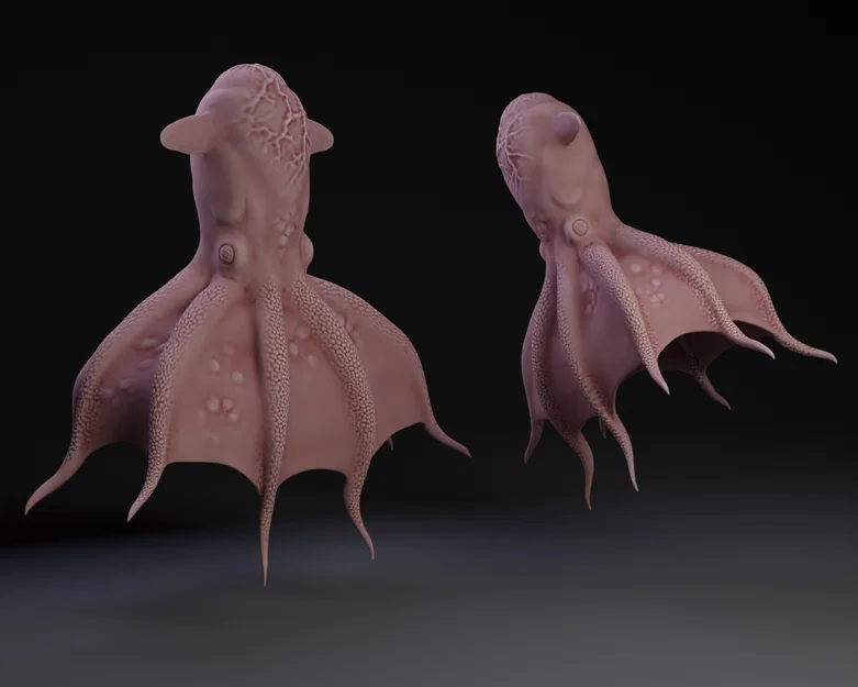 Mô hình 3D Mực Ma Cà Rồng Biển Sâu (Vampire Squid) đồ chơi bồn tắm - Image 1