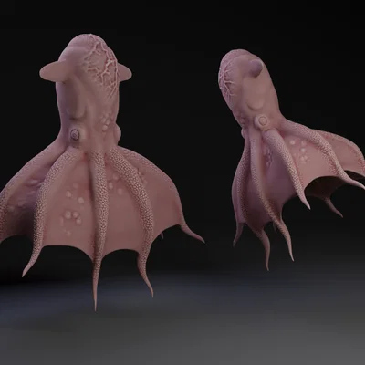 Mô hình 3D Mực Ma Cà Rồng Biển Sâu (Vampire Squid) đồ chơi bồn tắm