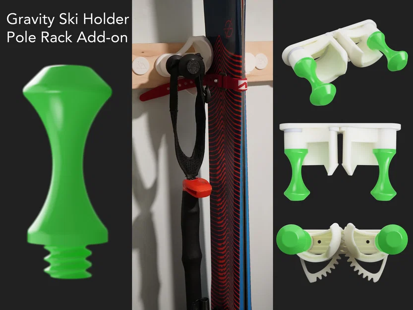 Phụ kiện in 3D gắn gậy trượt tuyết cho giá treo Gravity Ski Holder - Image 2