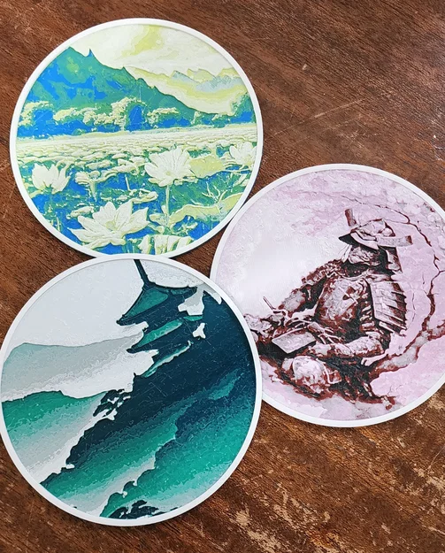 Hueforge Coasters – Lót Ly In 3D Từ AI Art - Image 2
