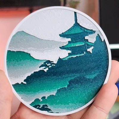 Hueforge Coasters – Lót Ly In 3D Từ AI Art