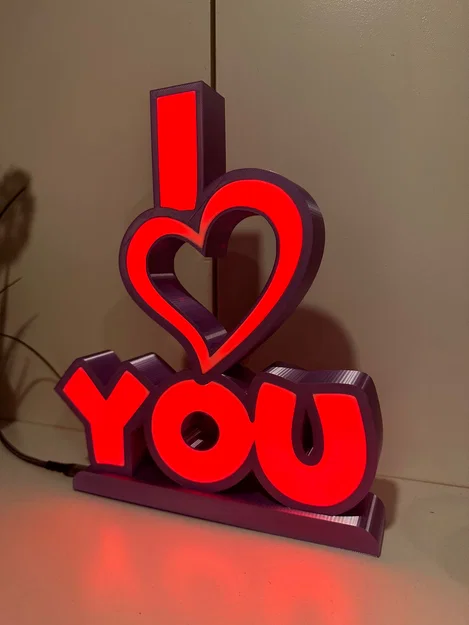 Đèn LED “I Love You” (I Love You LED Lampe) dùng Wemos D1 Mini & WLED - Image 1