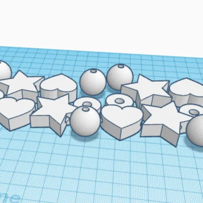 Bộ Sưu Tập Hạt Cườm In 3D Độc Đáo: Hình Trái Tim, Ngôi Sao, Hạt Tròn