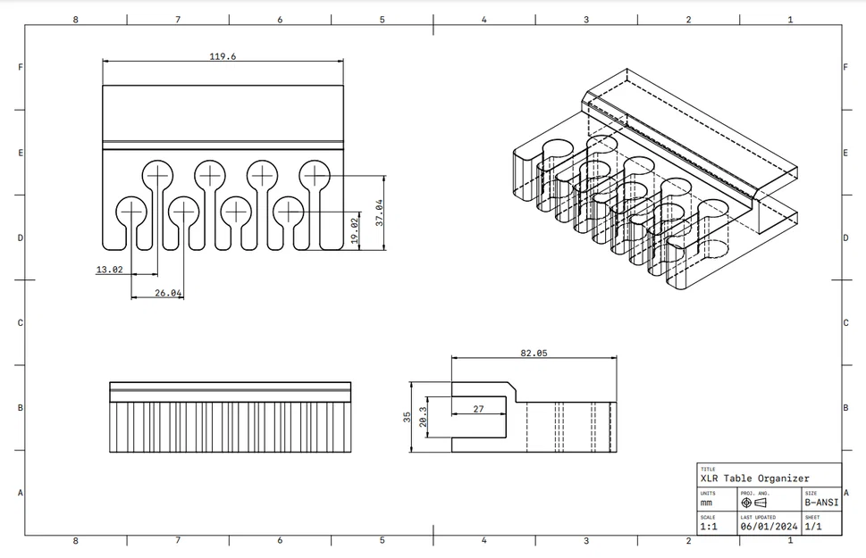Giá đỡ quản lý dây cáp XLR in 3D cho bàn làm việc âm thanh - Image 3