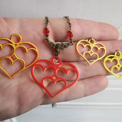 Mặt Dây Chuyền Trái Tim Đa Tầng (Multiple Hearts Pendant) In 3D