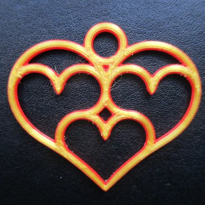 Mặt Dây Chuyền Trái Tim Đa Tầng (Multiple Hearts Pendant) In 3D