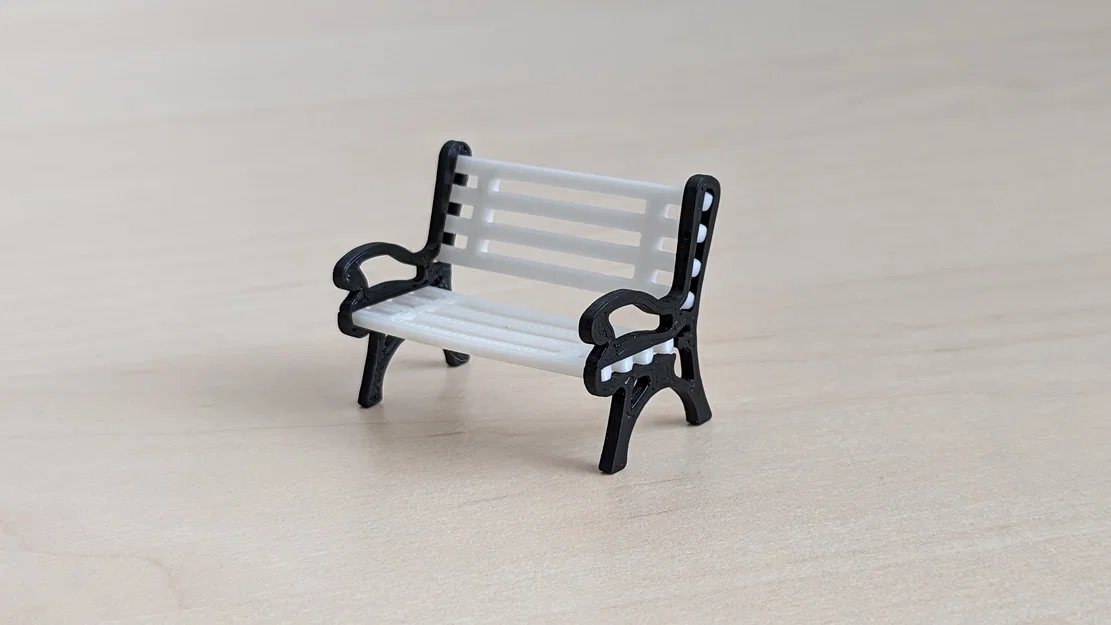 Ghế băng mini - mô hình ghế công viên (không cần keo, không cần support) - Image 1