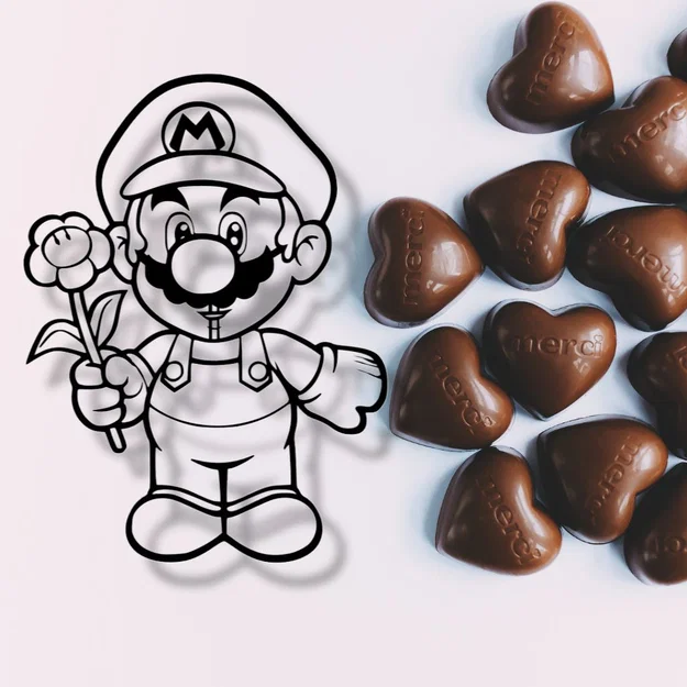 Mô hình 3D nghệ thuật Mario tặng hoa Valentine tinh tế - Image 1