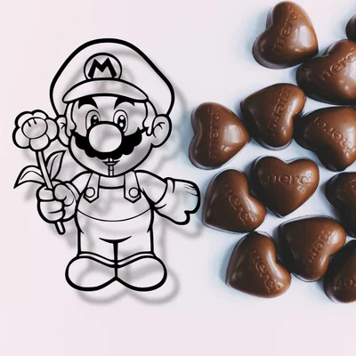 Mô hình 3D nghệ thuật Mario tặng hoa Valentine tinh tế