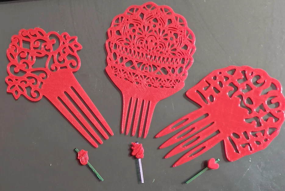 Bộ 3 mẫu lược cài tóc Tây Ban Nha Peinetas in 3D độc đáo - Image 1