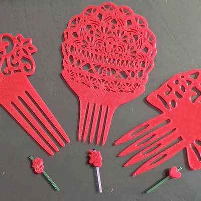 Bộ 3 mẫu lược cài tóc Tây Ban Nha Peinetas in 3D độc đáo