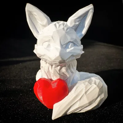 Mô hình LowPoly Love Fox - Món quà tình yêu in 3D dễ thương