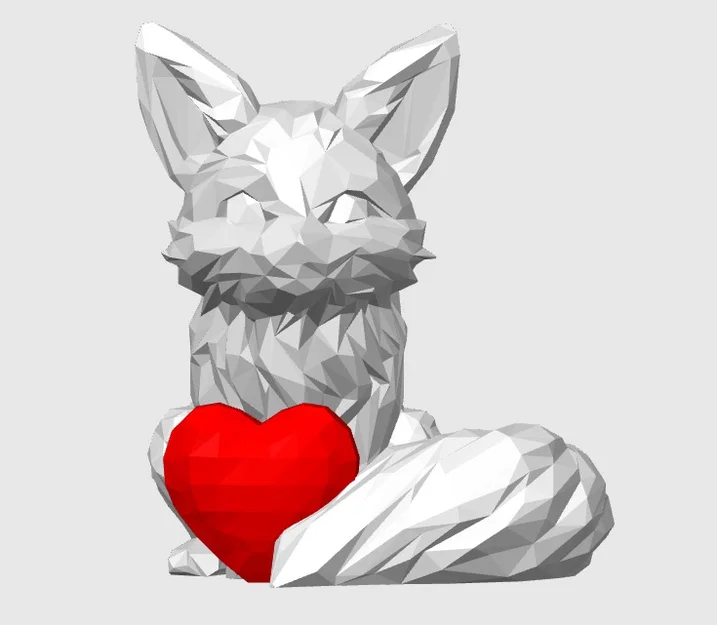 Mô hình LowPoly Love Fox - Món quà tình yêu in 3D dễ thương - Image 3
