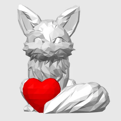 Mô hình LowPoly Love Fox - Món quà tình yêu in 3D dễ thương