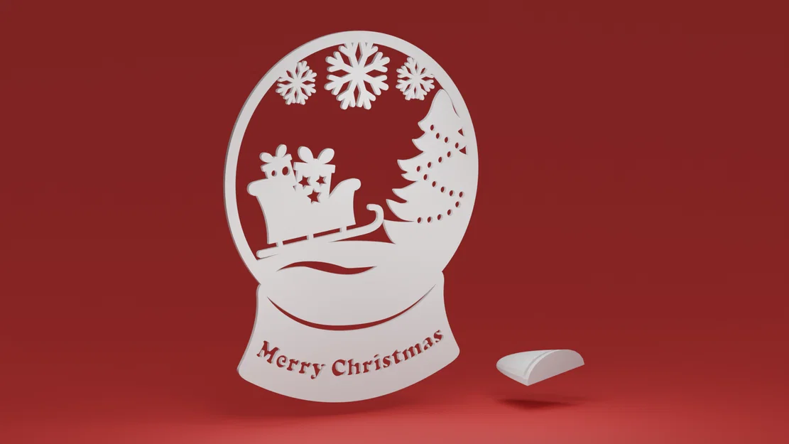 Quả cầu tuyết - Xe trượt tuần lộc của Santa (kèm stand tuỳ chọn, ornament Noel) - Image 1